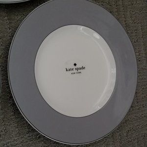 4 Kate Spade New York Rutherford Circle Grey Lenox Accent Luncheon Plates *NEW*